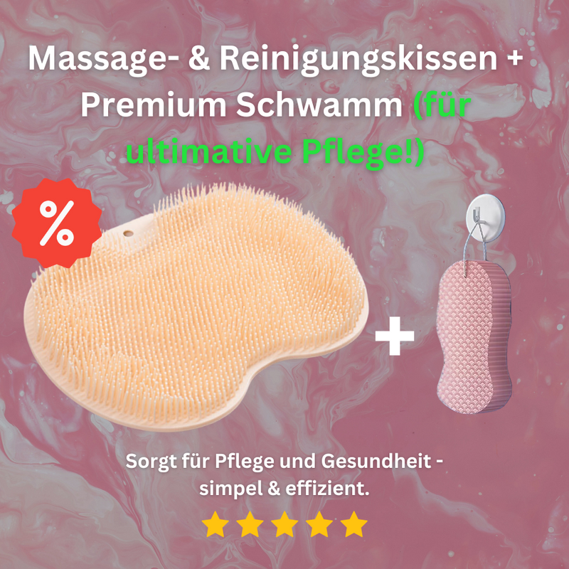 Multifunktionales Massage- & Reinigungskissen mit Badeschwamm