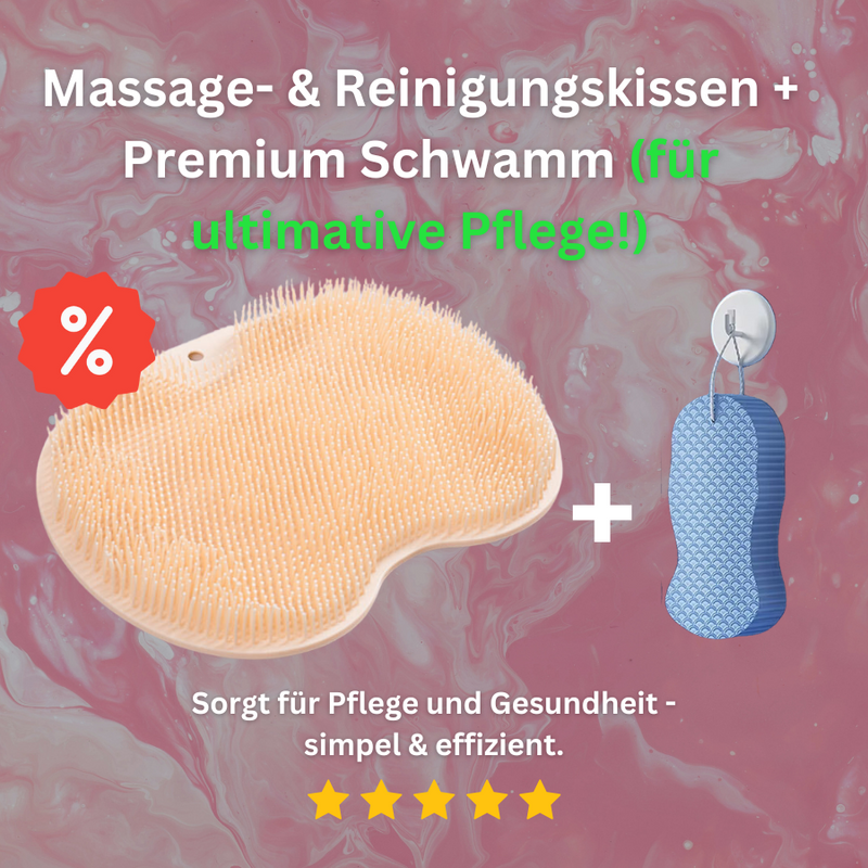 Multifunktionales Massage- & Reinigungskissen mit Badeschwamm