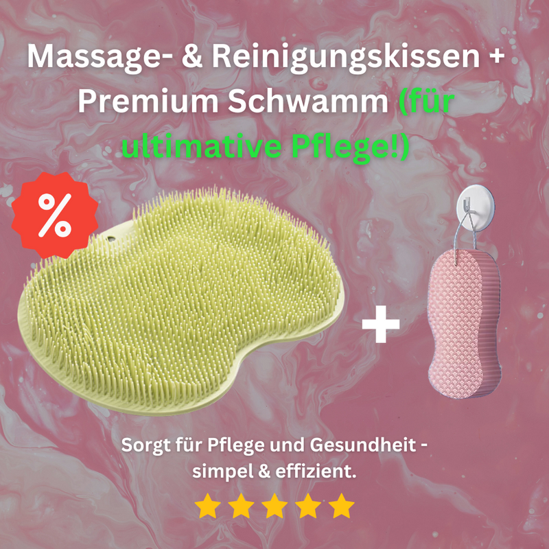 Multifunktionales Massage- & Reinigungskissen mit Badeschwamm